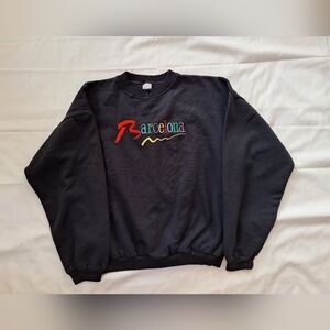 Embroidered Barcelona Black Sweatshirt XL